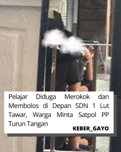 Pelajar Diduga Merokok dan Membolos di Depan SDN 1 Lut Tawar, Warga Minta Satpol PP Turun Tangan